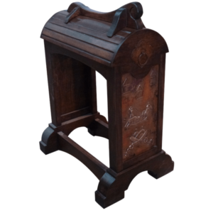 Custom saddle stands with handcrafted copper detailing for the working cowboy