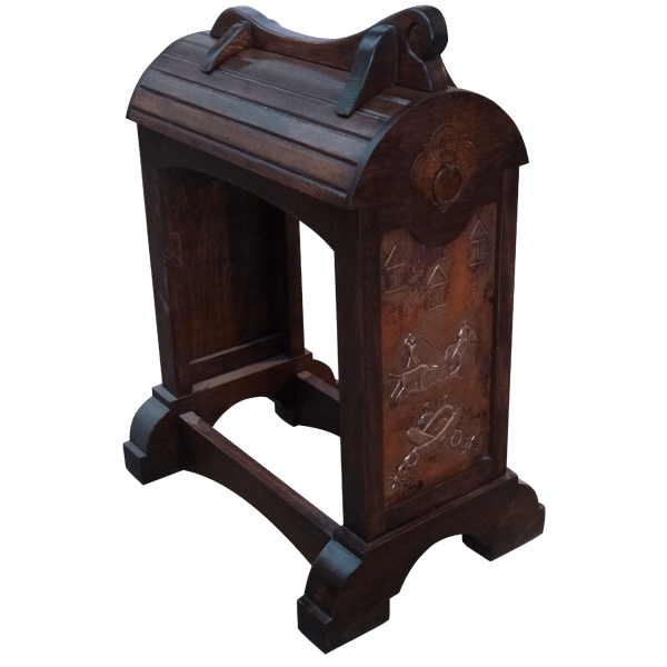 Custom saddle stands with handcrafted copper detailing for the working cowboy