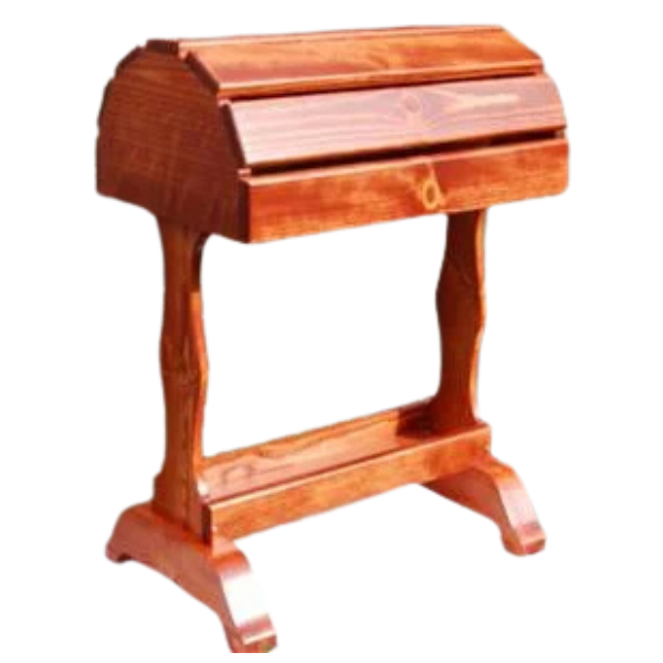 Handcrafted solid-wood Basic saddle stand with rustic western style, displayed in a stable.