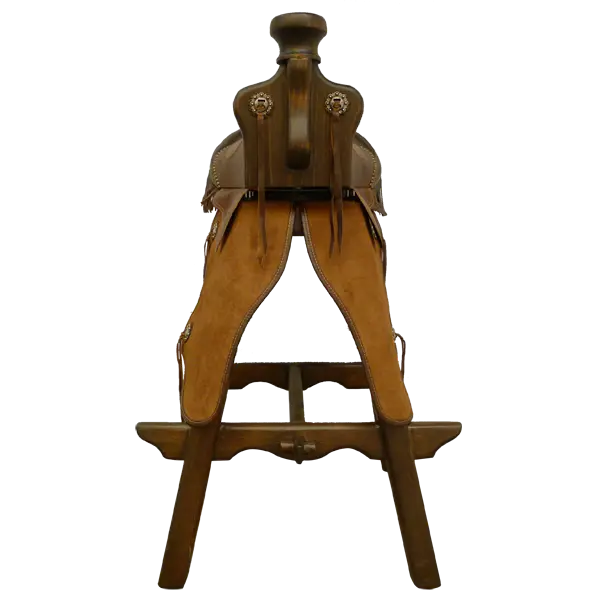 Bar Stool: American Western Saddle in Earthen Leather & Suede Fenders