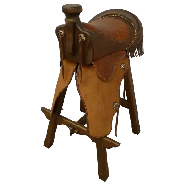 Bar Stool: American Western Saddle in Earthen Leather & Suede Fenders