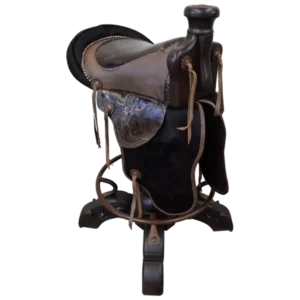 Bar Stool with Black and Brown Cowboy Saddle