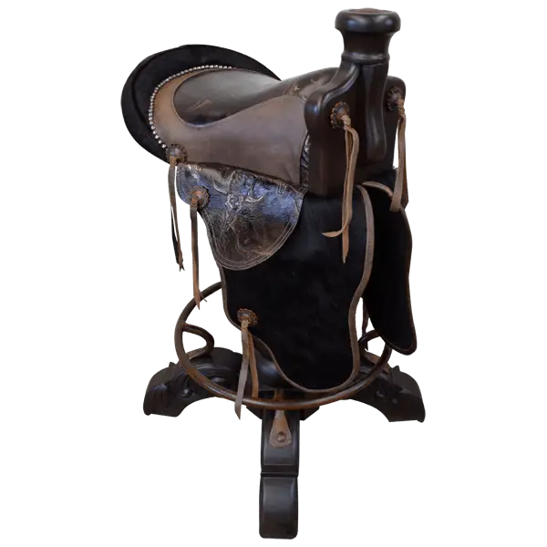 Bar Stool with Black and Brown Cowboy Saddle