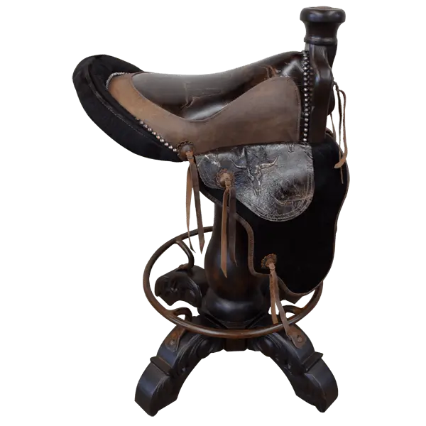 Bar Stool with Black and Brown Cowboy Saddle