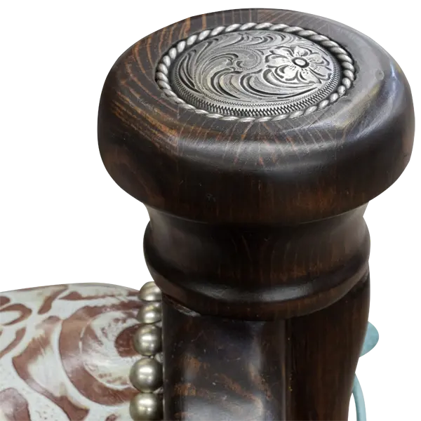 Bar Stool with Turquoise Embossed Cowboy Saddle