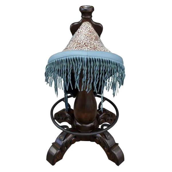 Bar Stool with Turquoise Embossed Cowboy Saddle